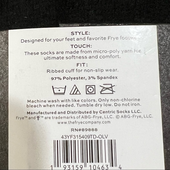 Frye Men's Boot Socks Olive Green & Black 2-Pairs Size 6-12 - Picture 6 of 6